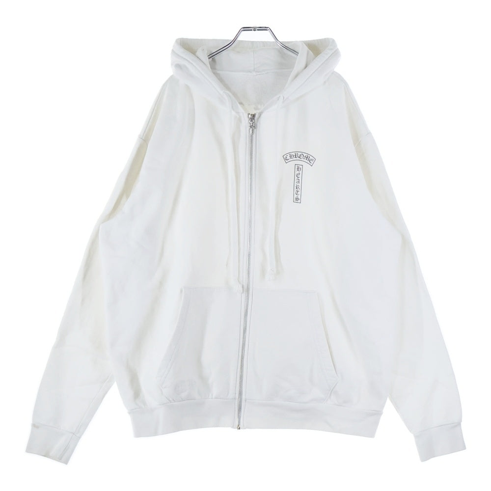 CHROME HEARTS(クロムハーツ) SWTSHRT HD ZIP アーチロゴバックプリント ジップアップスウェットパーカー ホワイト