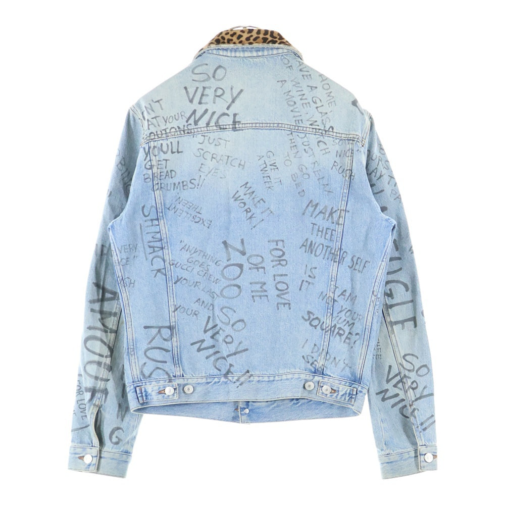 GUCCI(グッチ) 17SS レオパード切替デニムジャケット インディゴ 452413 XR359