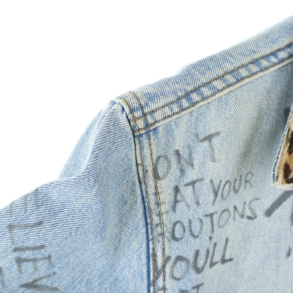 GUCCI(グッチ) 17SS レオパード切替デニムジャケット インディゴ 452413 XR359