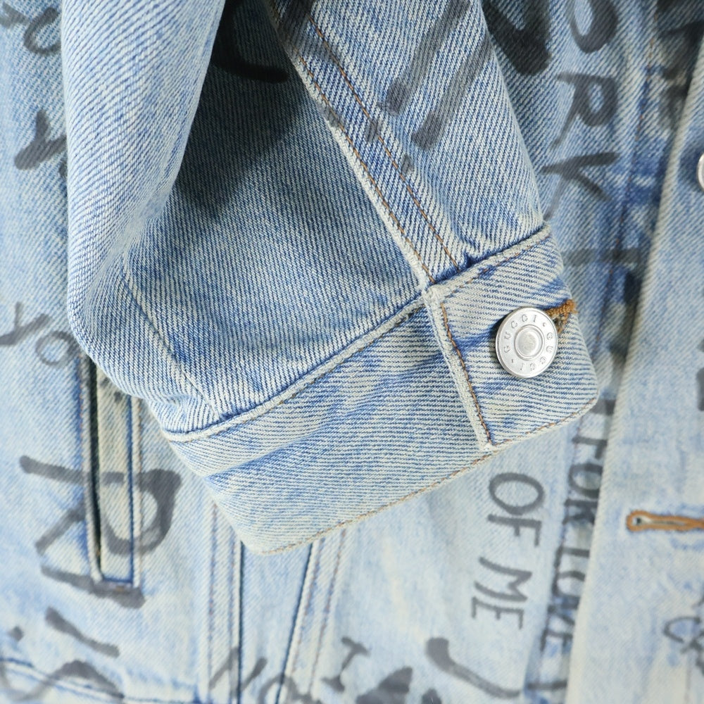 GUCCI(グッチ) 17SS レオパード切替デニムジャケット インディゴ 452413 XR359