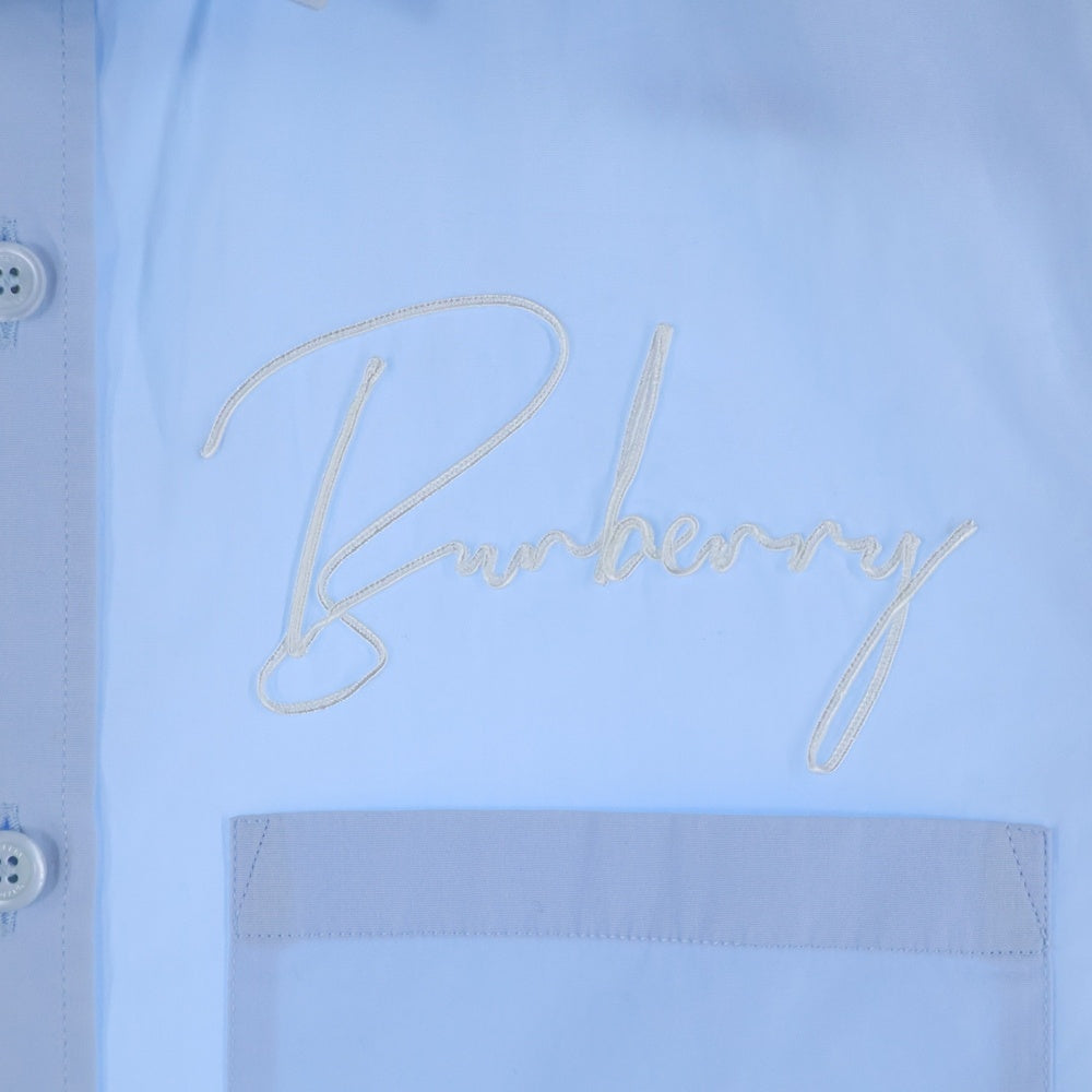 BURBERRY(バーバリー) ロゴ刺繍 長袖シャツ ライトブルー 8055627