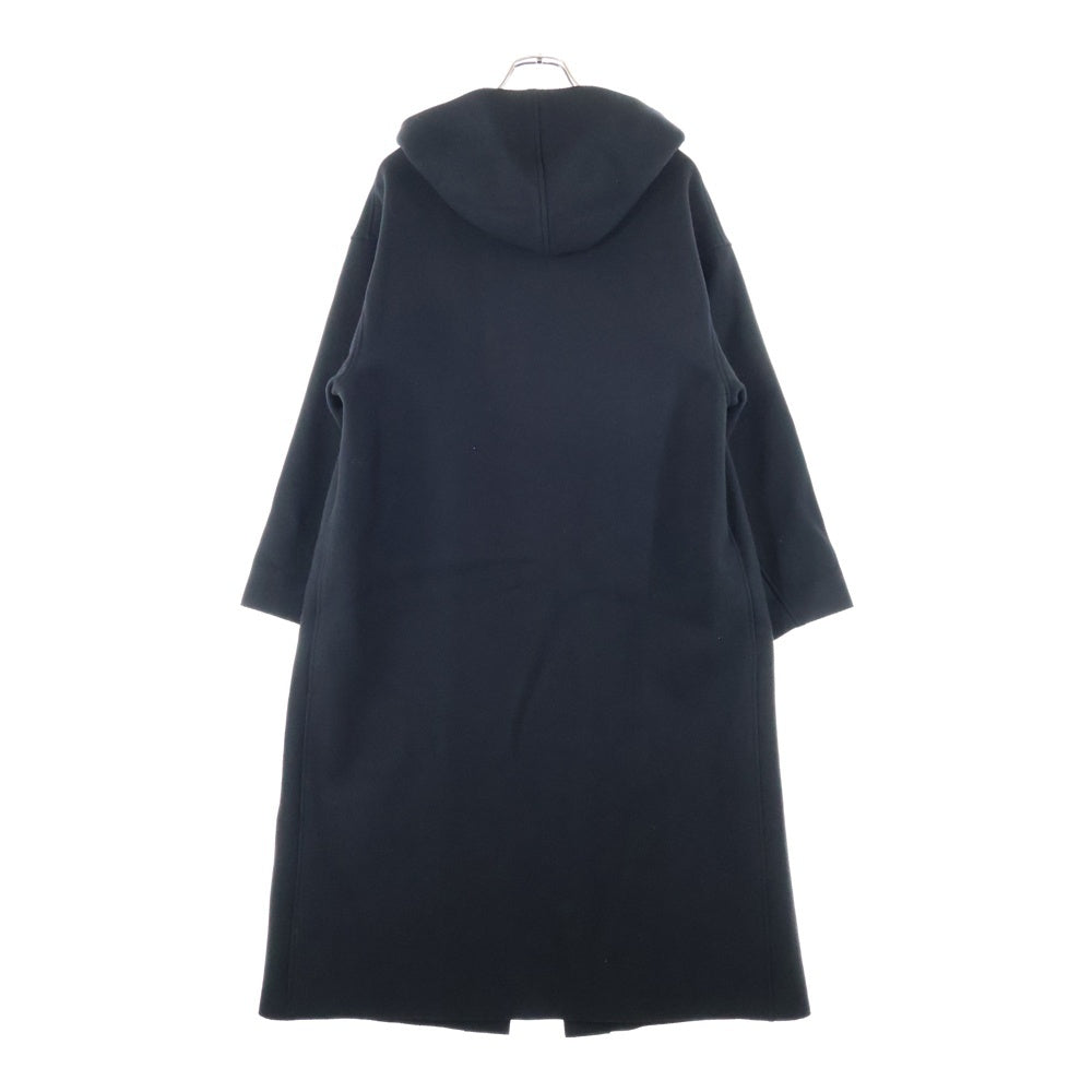 HYKE(ハイク) 24AW フードメルトンコート ウールロングコート ブラック 242-1748