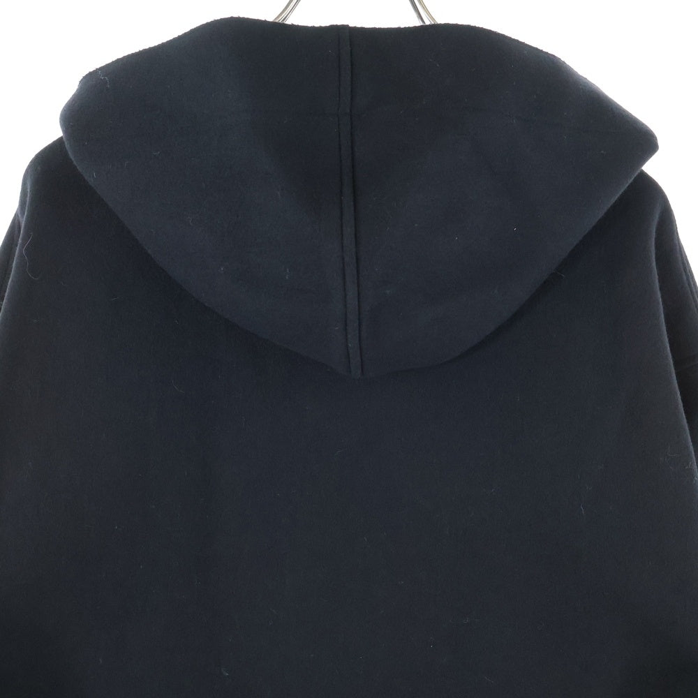 HYKE(ハイク) 24AW フードメルトンコート ウールロングコート ブラック 242-1748