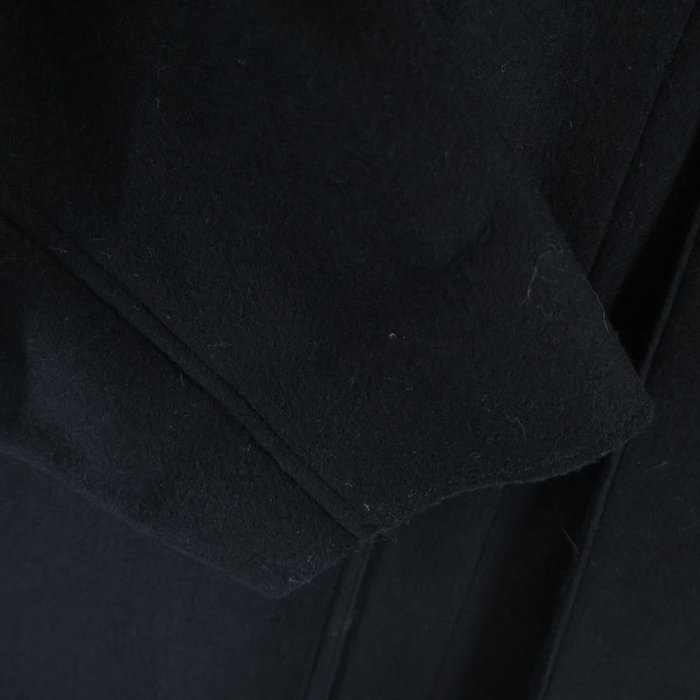HYKE(ハイク) 24AW フードメルトンコート ウールロングコート ブラック 242-1748