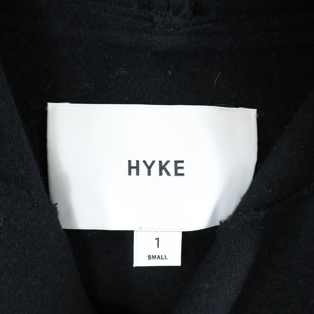 HYKE(ハイク) 24AW フードメルトンコート ウールロングコート ブラック 242-1748