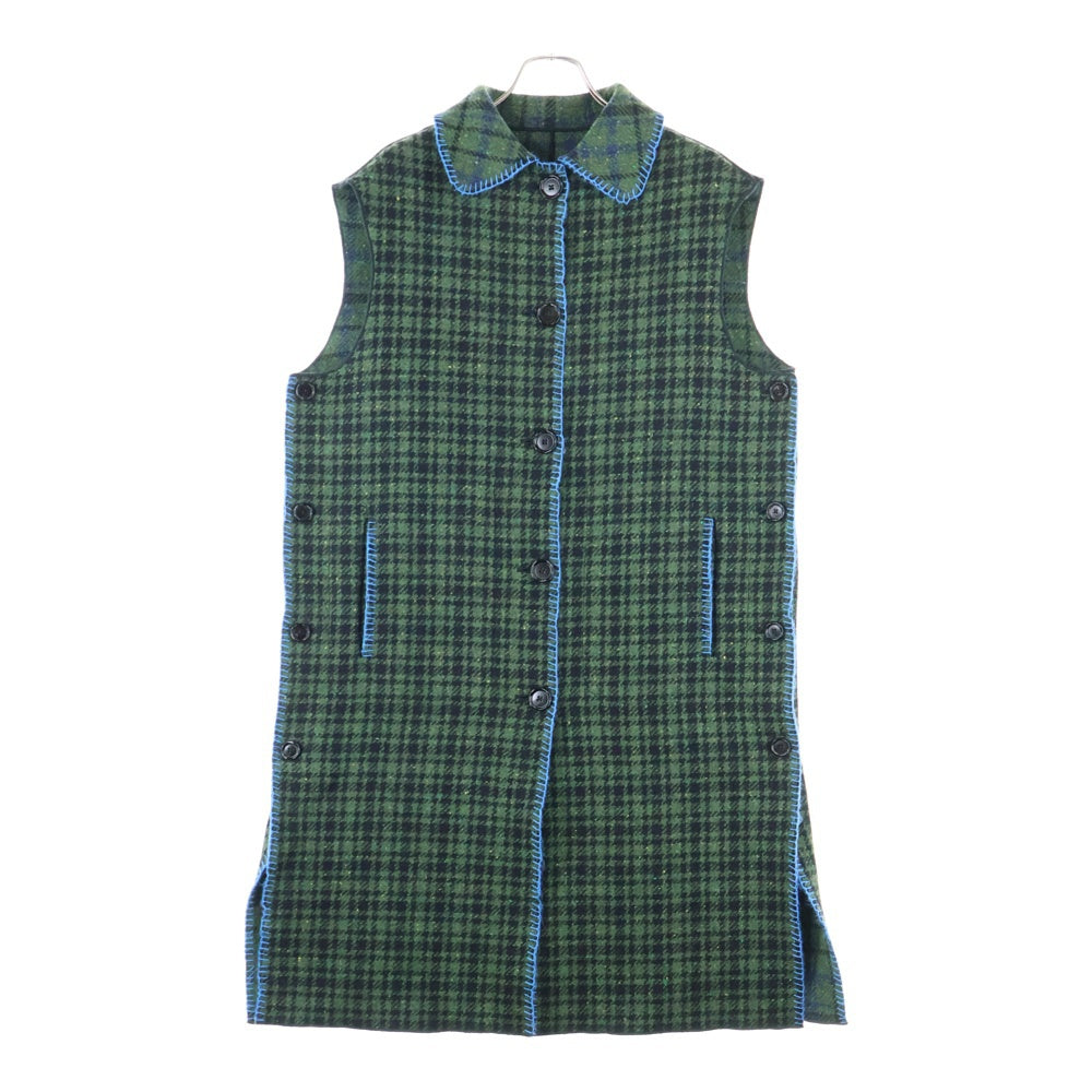 MARNI(マルニ) 22AW チェックノースリーブウールコート ロングコート グリーン レディース GLMA0050BM