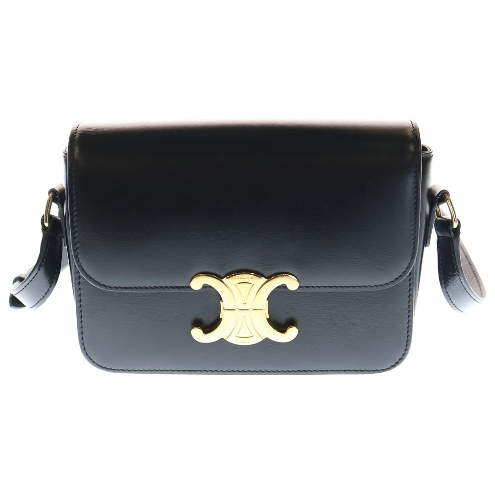 CELINE(セリーヌ) ティーン トリオンフ レザーショルダーバッグ ゴールド金具 ブラック
