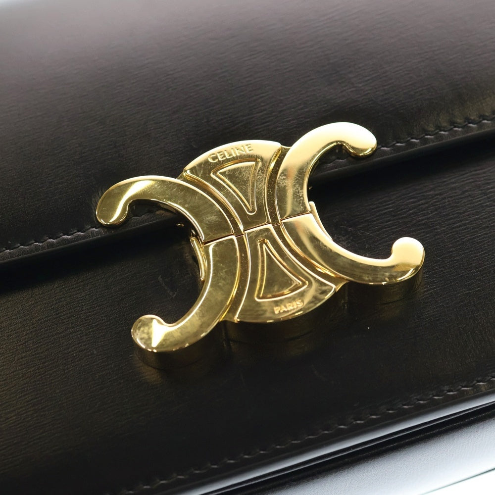 CELINE(セリーヌ) ティーン トリオンフ レザーショルダーバッグ ゴールド金具 ブラック
