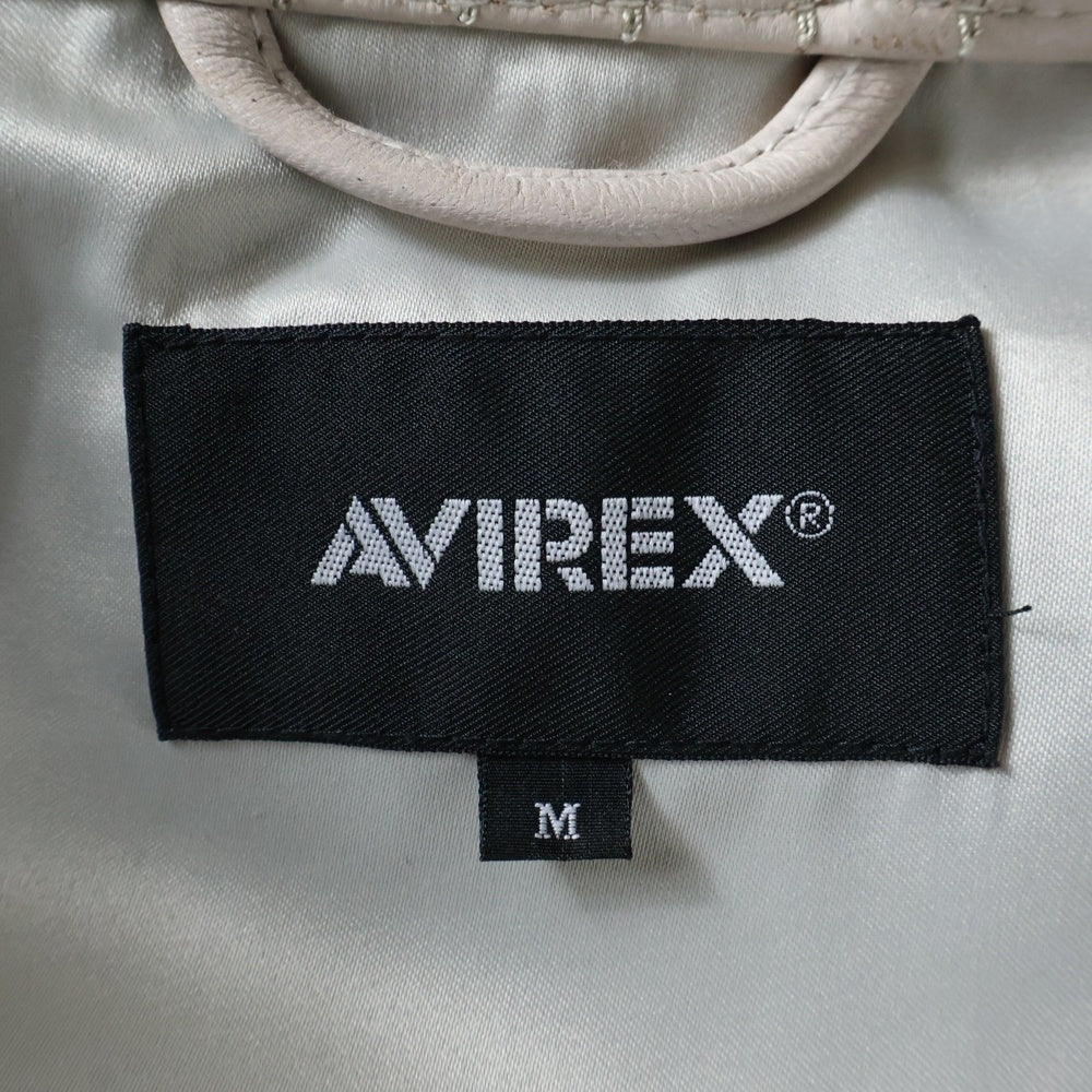 AVIREX(アヴィレックス) AGED LEATHER SINGLE RIDERS エイジド加工 シープベジタブルレザー 羊革 スタンドカラー シングルライダース レザージャケット ホワイト 783-2250012