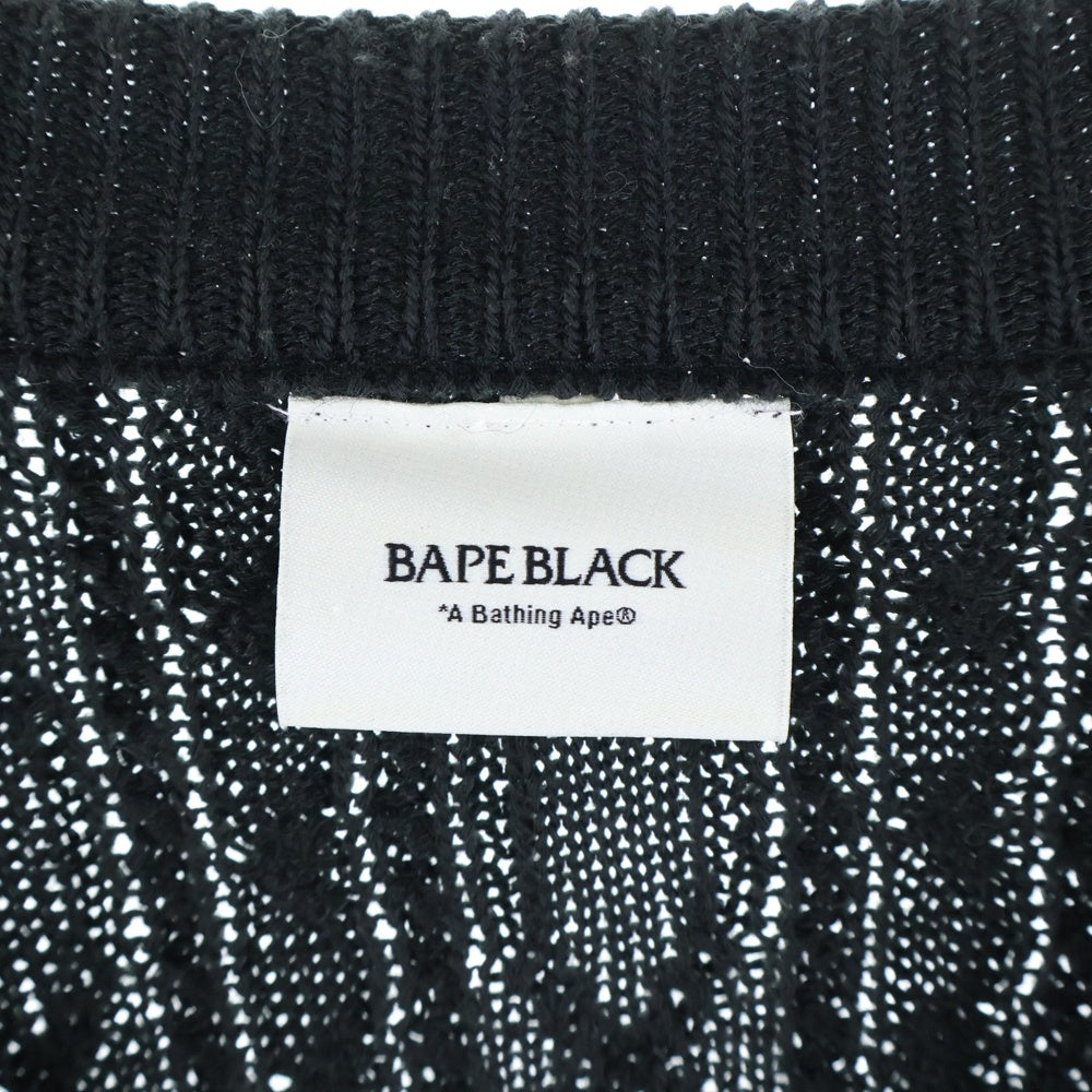 A BATHING APE(アベイシングエイプ) BAPE Black Logo Cardigan ベイプブラック ロゴカーディガン ニット ブラック BBKCDM120002M