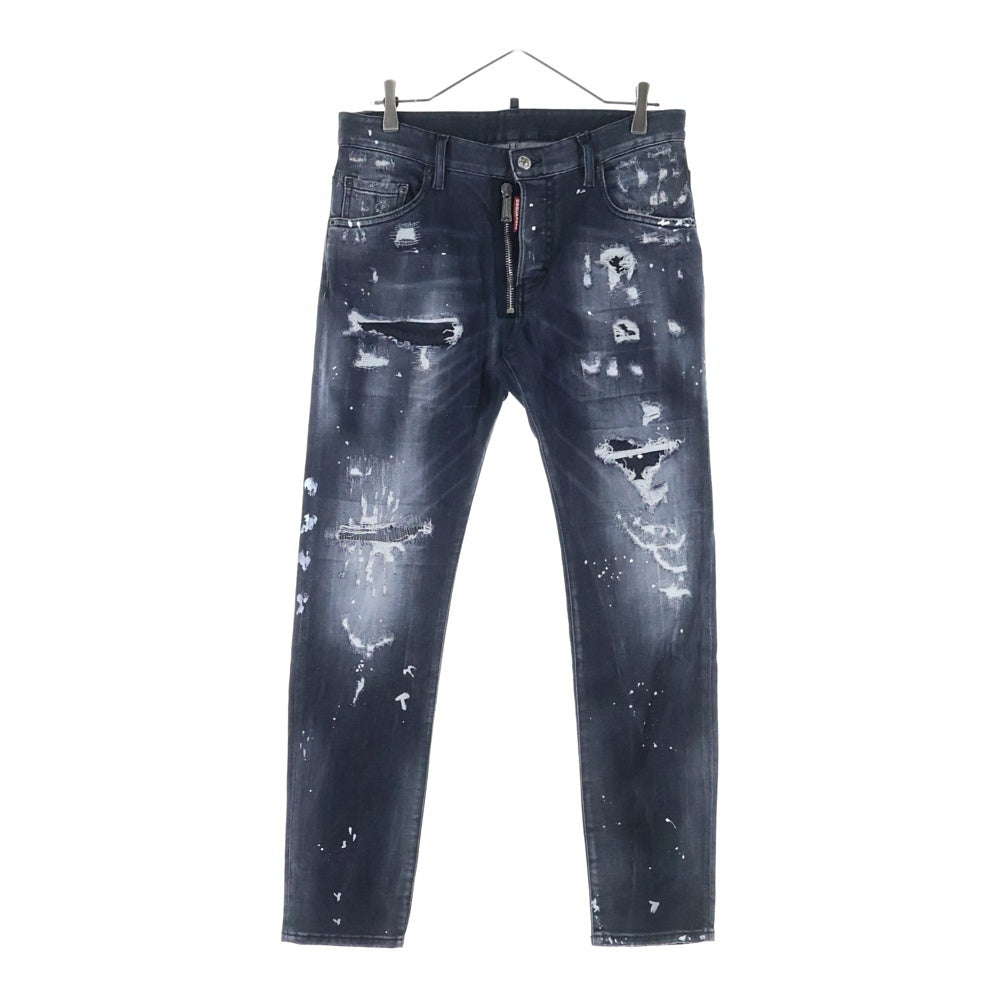 DSQUARED2(ディースクエアード) SKATER JEAN USED ダメージ加工 ペイント加工 スケーター ジーンズ デニム パンツ ブラック S74LB0997 S30503