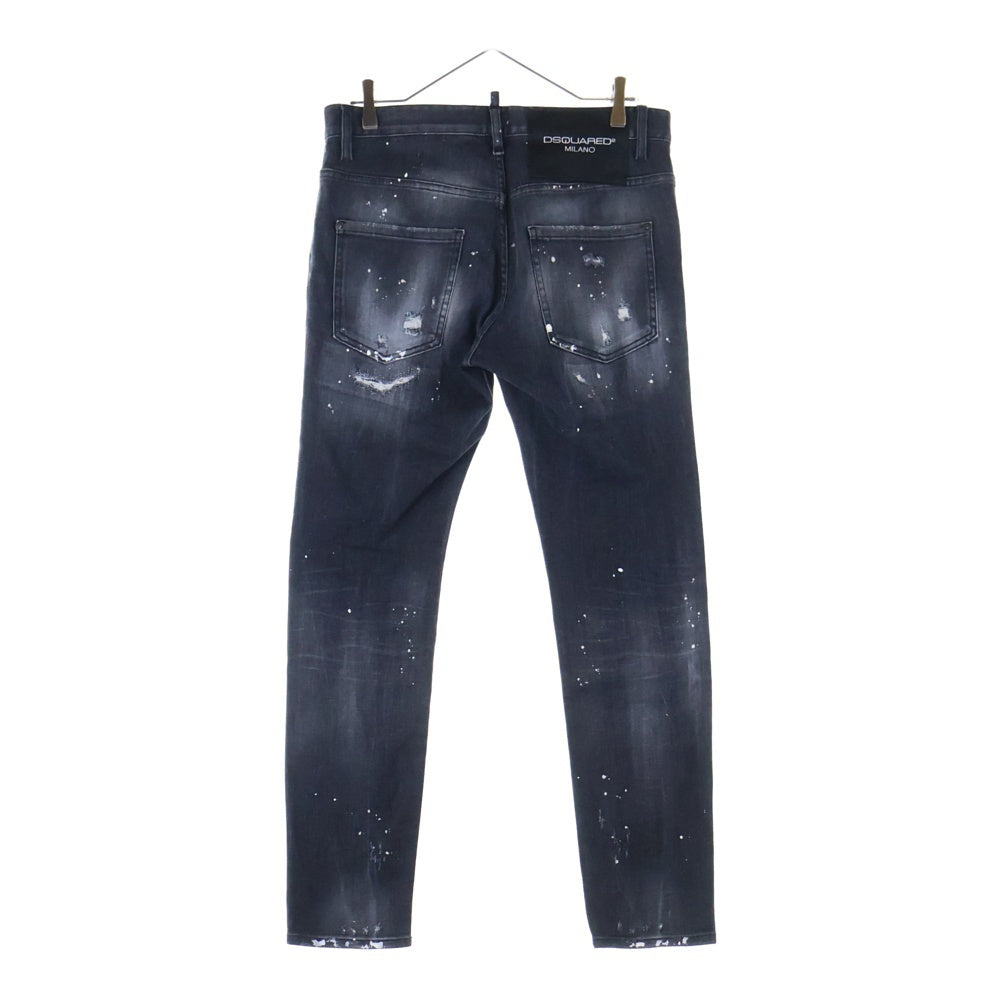 DSQUARED2(ディースクエアード) SKATER JEAN USED ダメージ加工 ペイント加工 スケーター ジーンズ デニム パンツ ブラック S74LB0997 S30503