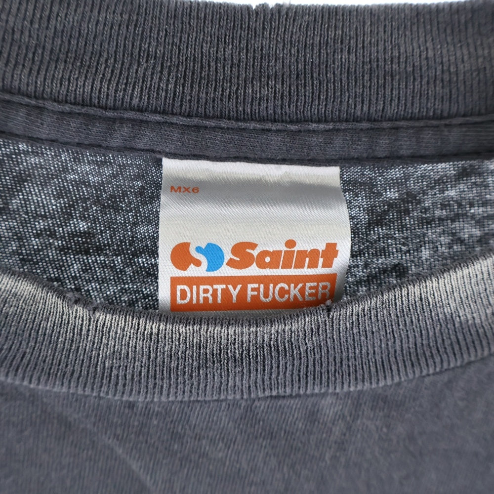 SAINT MICHAEL(セントマイケル) JESUS SS TEE ヴィンテージ加工 ジーザス プリント半袖Tシャツ ブラック SM-HR-0000-016