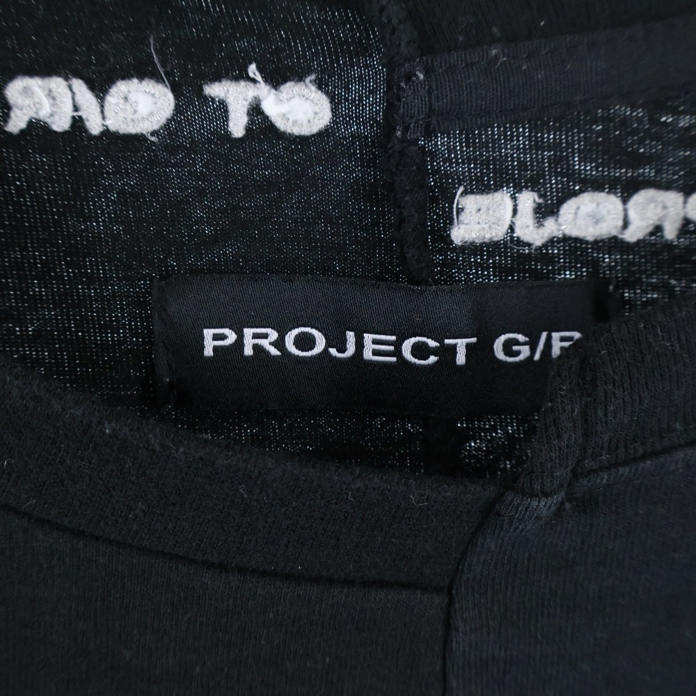 PROJECT G/R(プロジェクトジーアール) Tight Fit Split T-shirt プリント タイト フィット スピリッツ 半袖Tシャツ ブラック