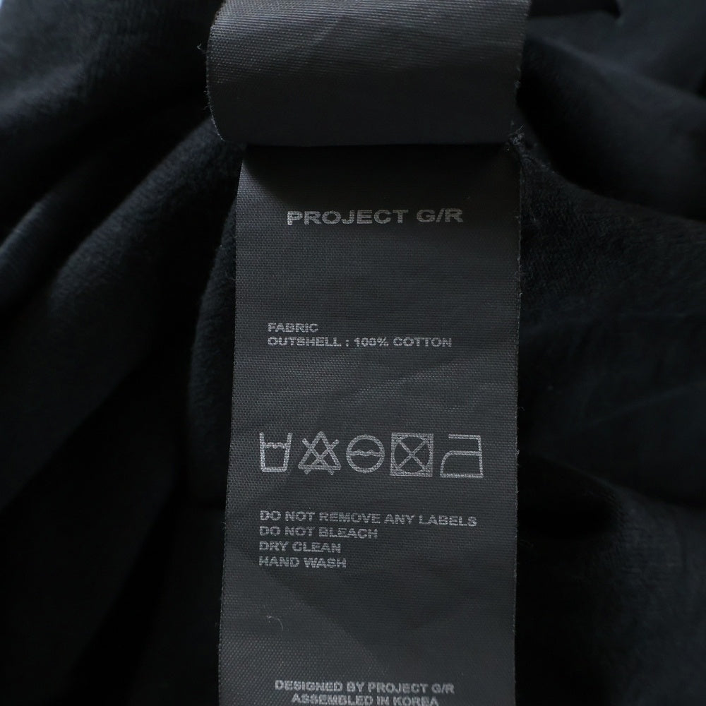 PROJECT G/R(プロジェクトジーアール) Tight Fit Split T-shirt プリント タイト フィット スピリッツ 半袖Tシャツ ブラック