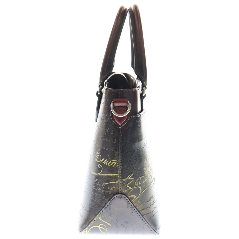 Berluti(ベルルッティ) カリグラフィー トゥジュールXS グラディアントディープブラック サンテミリオン ゴールデンパティーヌ レザー 2WAY ハンド ショルダーバッグ シルバー金具