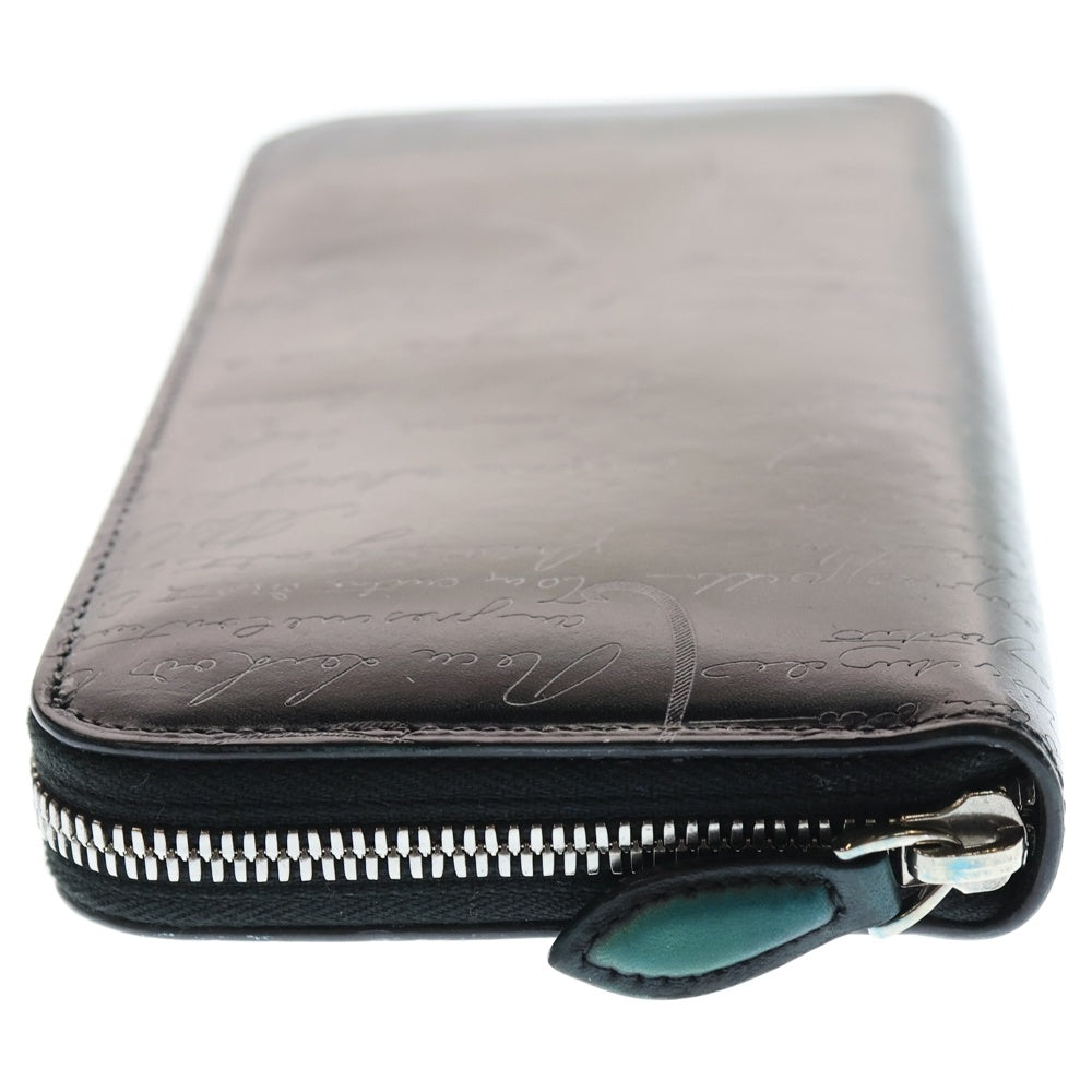 Berluti(ベルルッティ) カリグラフィ ラウンドファスナー イタウバ シルバーパティーヌ ロングウォレット 長財布 グリーン