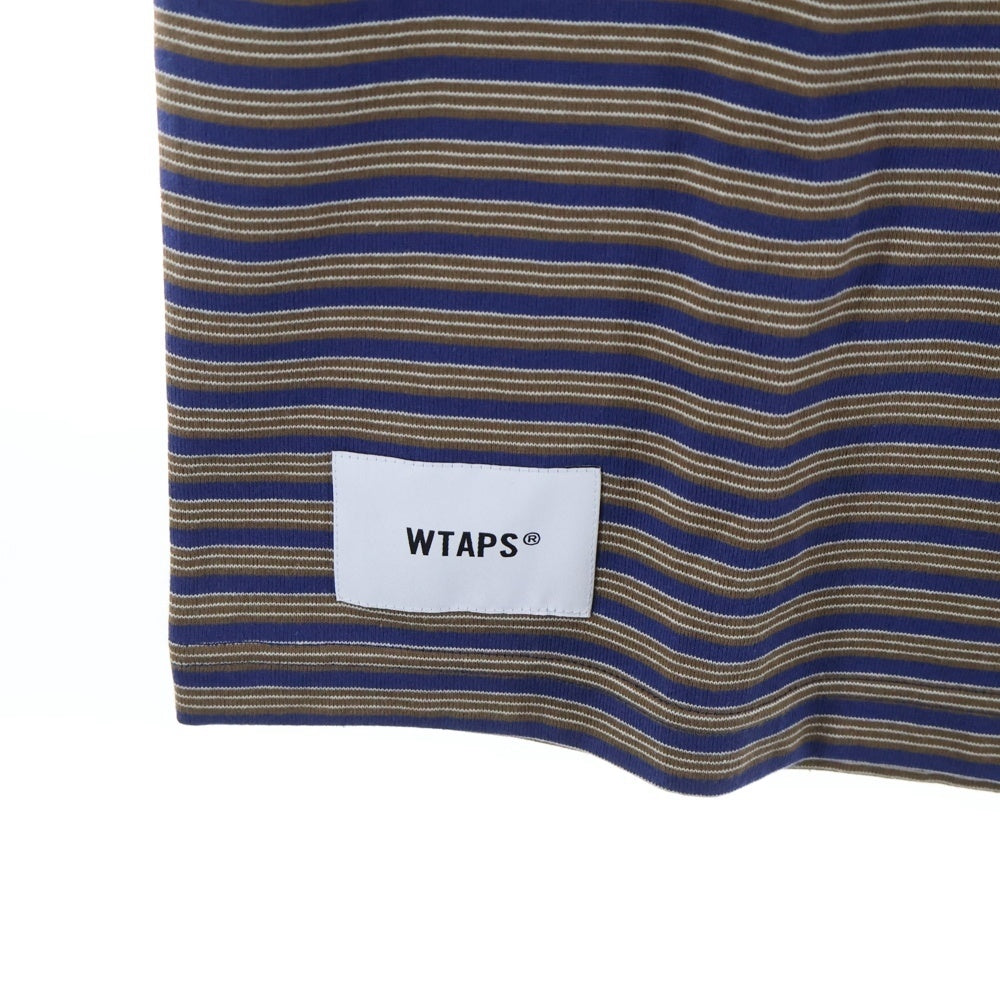 WTAPS(ダブルタップス) 25SS BDY02 SS ボーダー柄半袖Tシャツ カットソー ブラウン/ブルー 251ATDT-CSM36