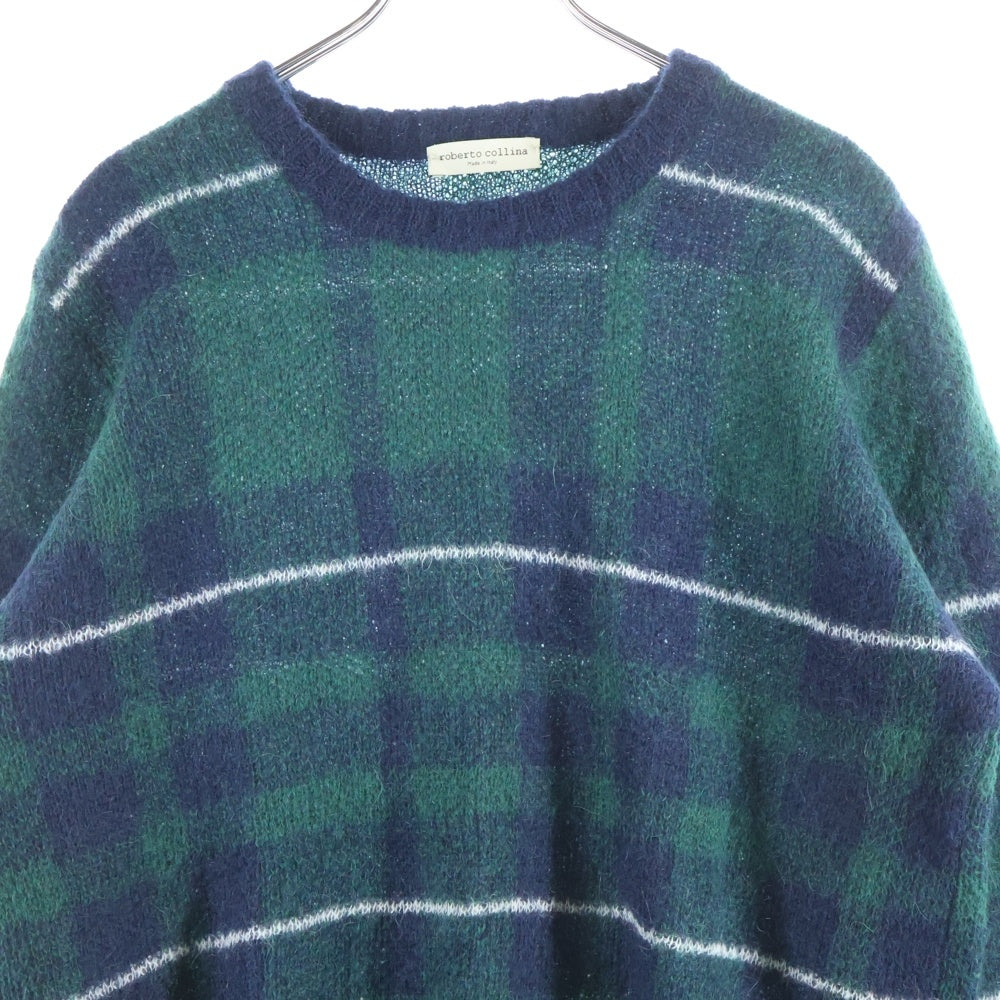 roberto collina(ロベルトコリーナ) チェック柄 モヘアセーター グリーン