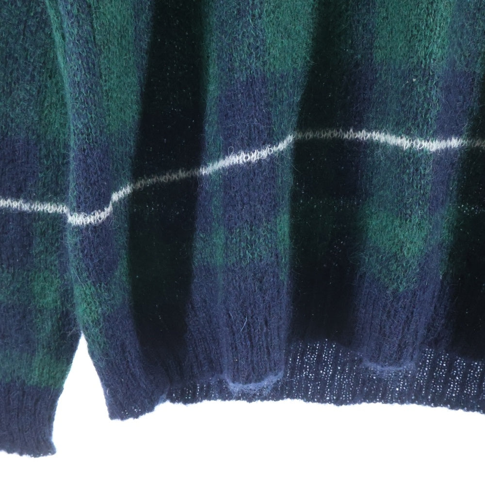 roberto collina(ロベルトコリーナ) チェック柄 モヘアセーター グリーン