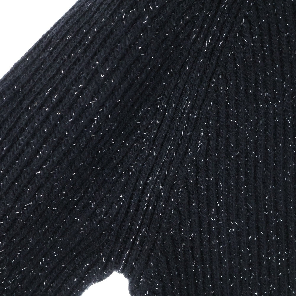SAINT LAURENT PARIS シルバーラメ ブラック ニット セーター SAINT LAURENT PARIS(サンローランパリ) ラメ入り リブ編み クルー