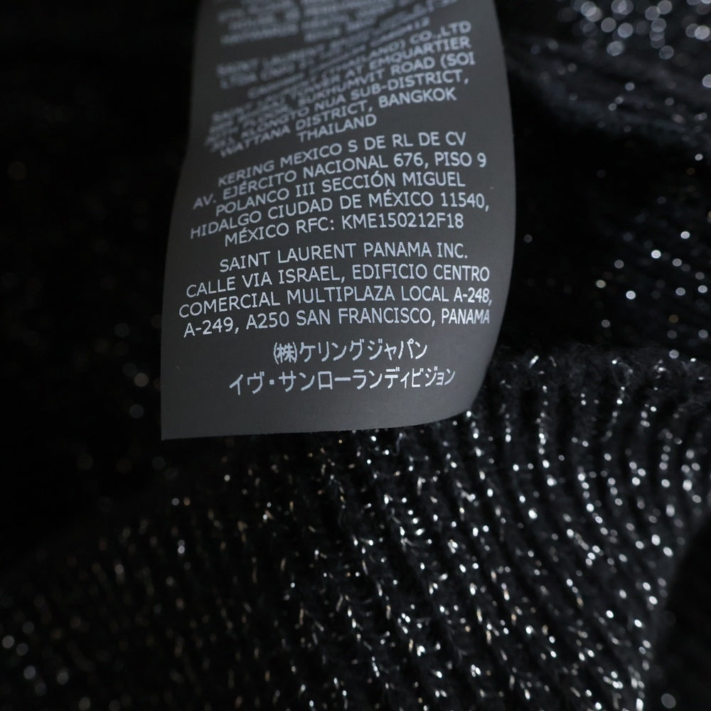 SAINT LAURENT PARIS(サンローランパリ) ラメ入り リブ編み クルーネックニット セーター ブラック/シルバー 708836 Y75PM