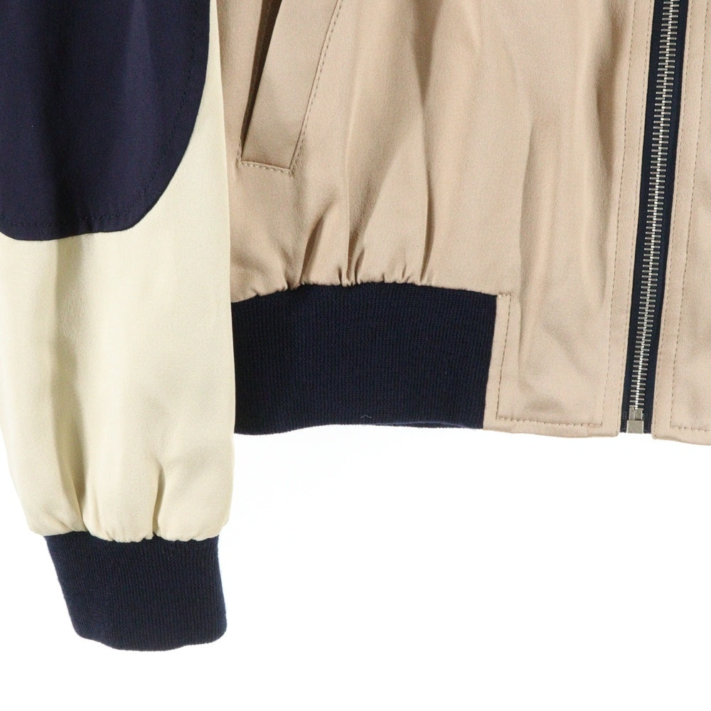 SAINT LAURENT PARIS(サンローランパリ) 22SS YSL刺繍ロゴ テディサテン ボンバージャケット ネイビー/ピンク 664170 Y3G36