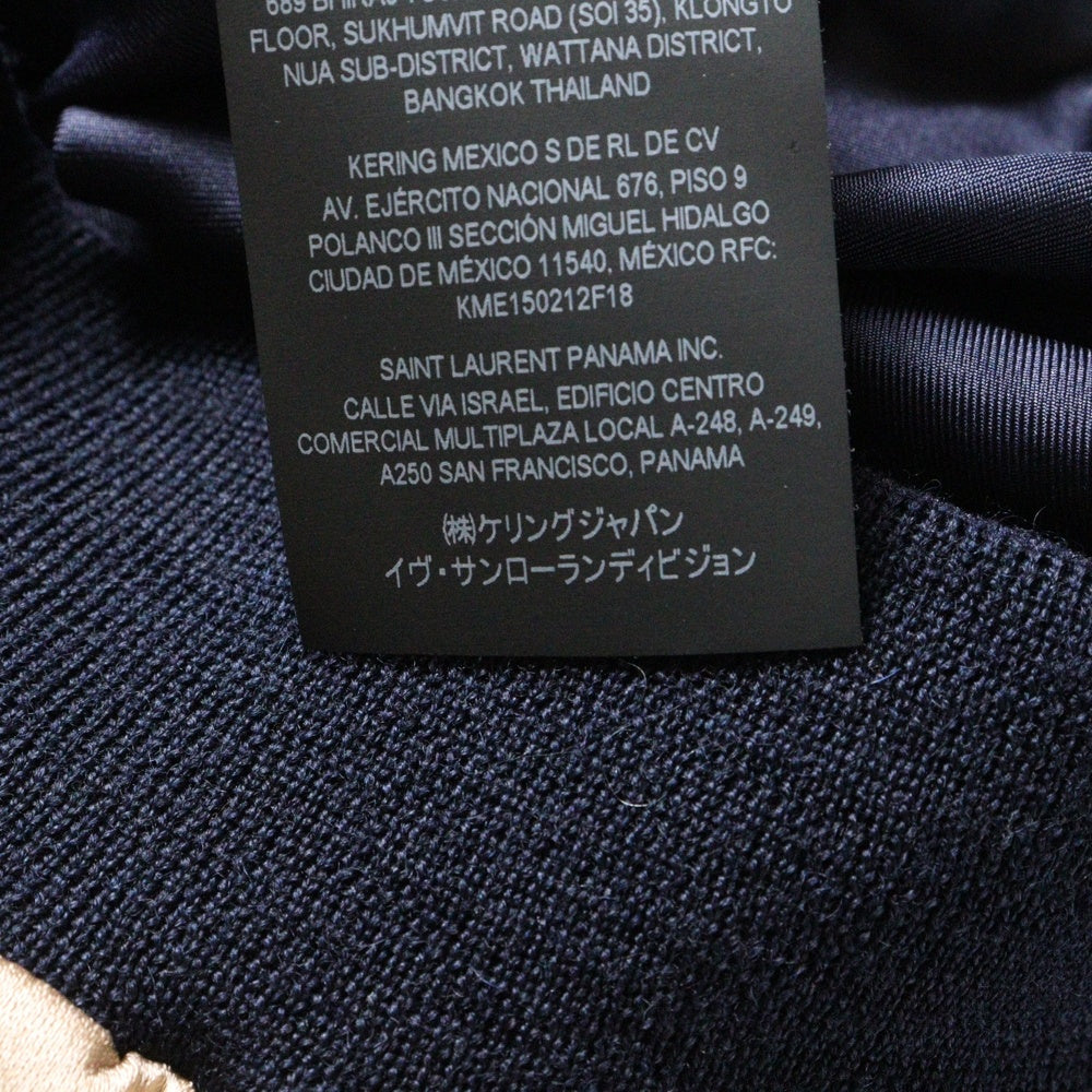 SAINT LAURENT PARIS(サンローランパリ) 22SS YSL刺繍ロゴ テディサテン ボンバージャケット ネイビー/ピンク 664170 Y3G36