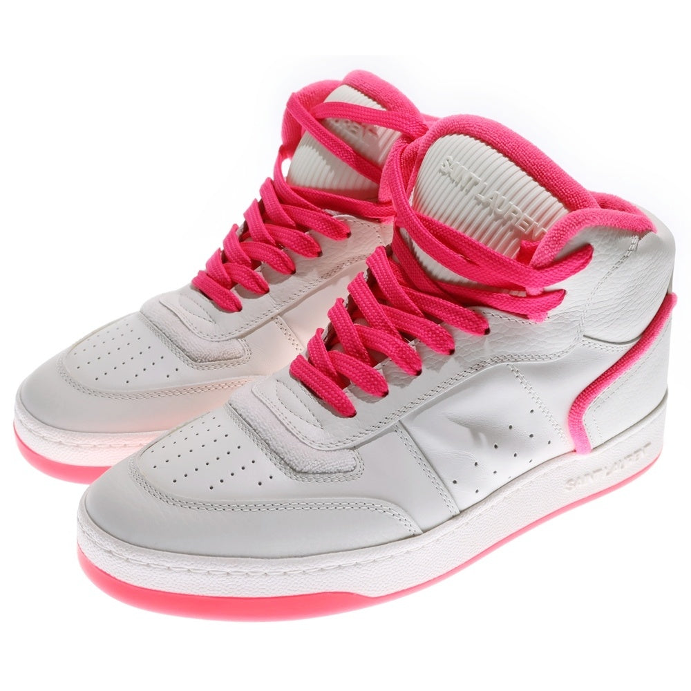 SAINT LAURENT PARIS(サンローランパリ) SL80 レザー ハイカットスニーカー シューズ ホワイト/ピンク 711250