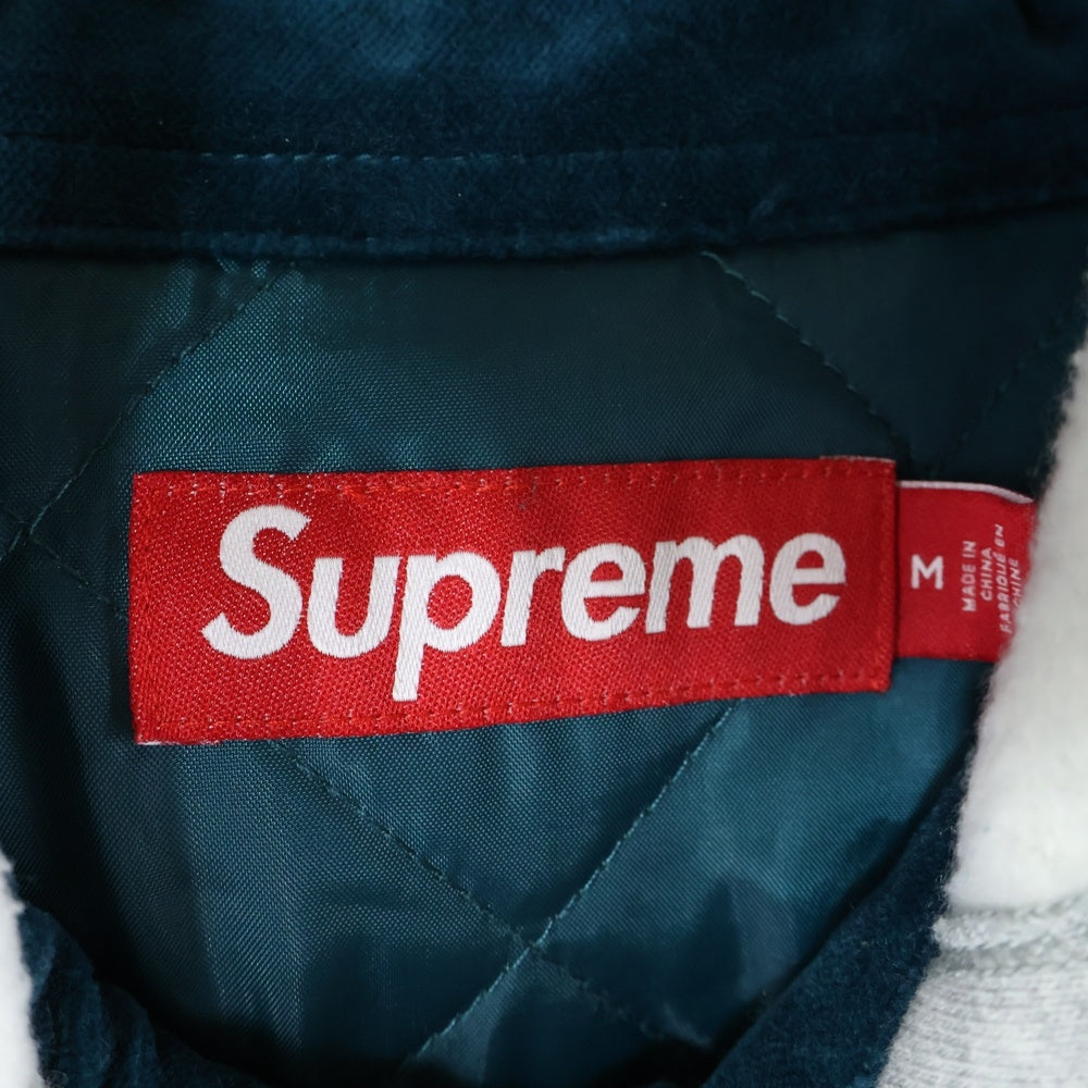 SUPREME(シュプリーム) 25AW Quilted Lined Hooded Velvet Shirt キルティング ラインド フーディー ベルベット シャツ ジャケット ブルー