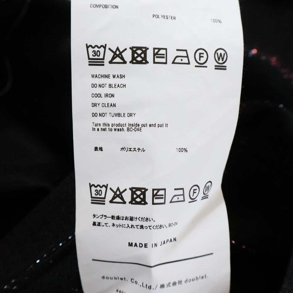 doublet(ダブレット) 25AW HEART PRINT SPARKLING L/S T-SHIRT ハート プリント スパークリング 長袖シャツ ジャージ ブラック/ピンク 25AW60CS418