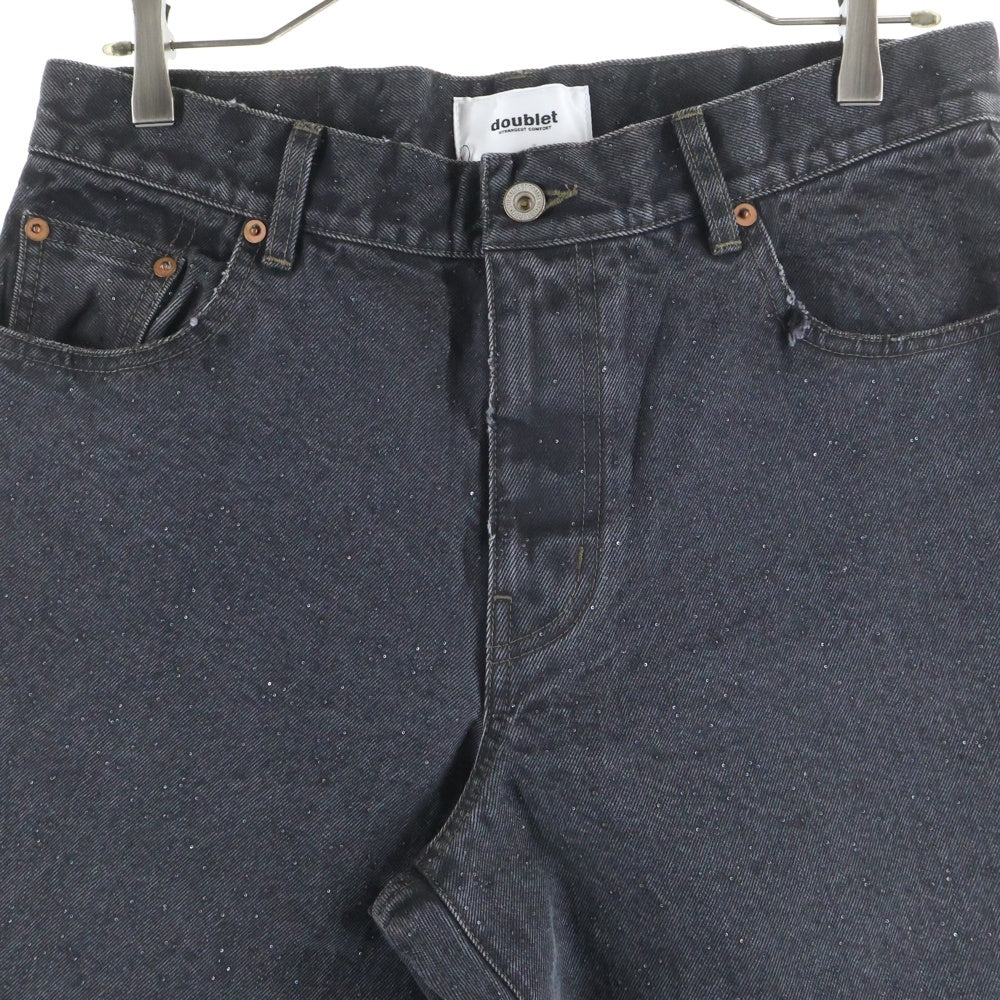 doublet(ダブレット) 25AW WOVEN SEQUIN DENIM PANTS ウーブン スパンコール デニム パンツ ブラック 25AW08PT317