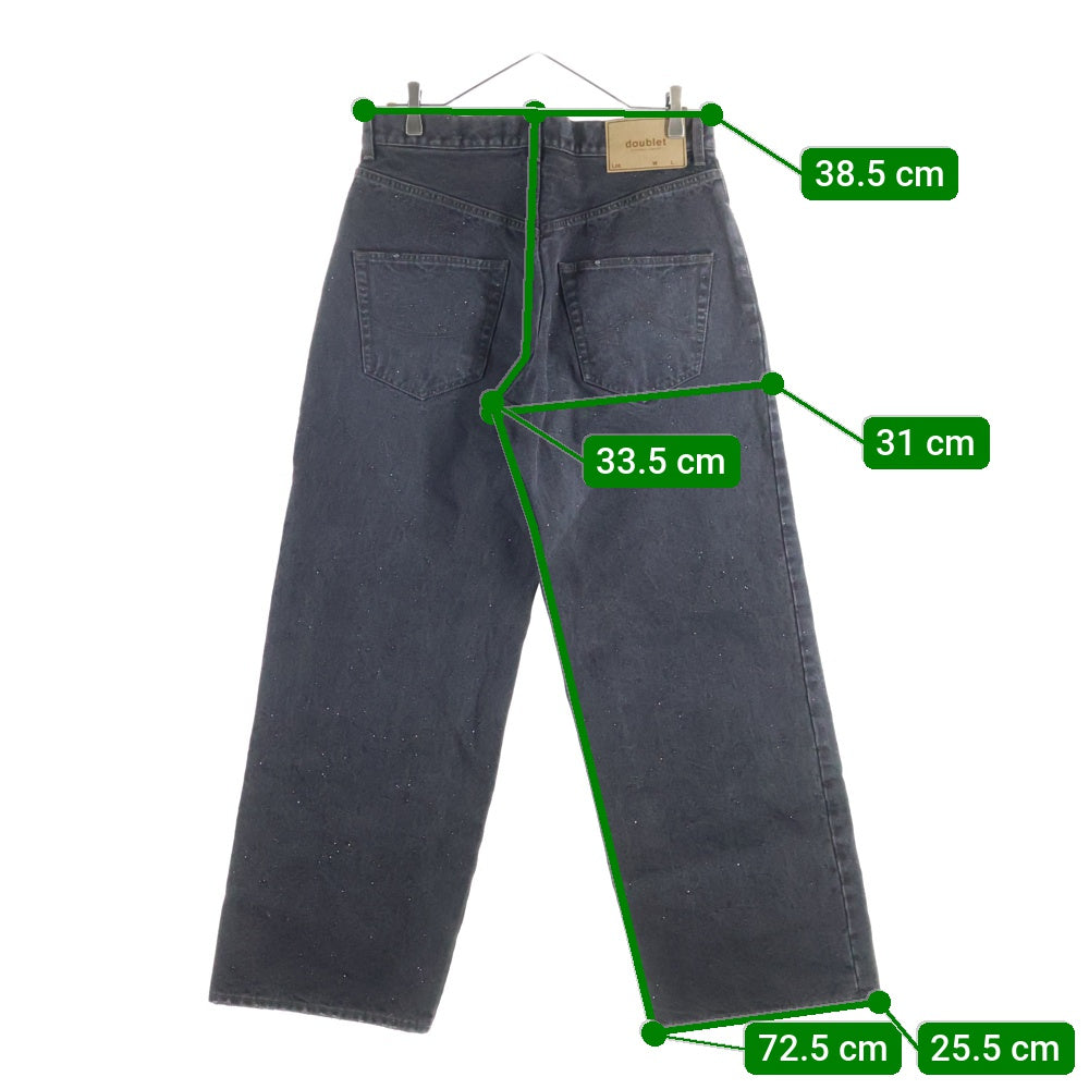 doublet(ダブレット) 25AW WOVEN SEQUIN DENIM PANTS ウーブン スパンコール デニム パンツ ブラック 25AW08PT317