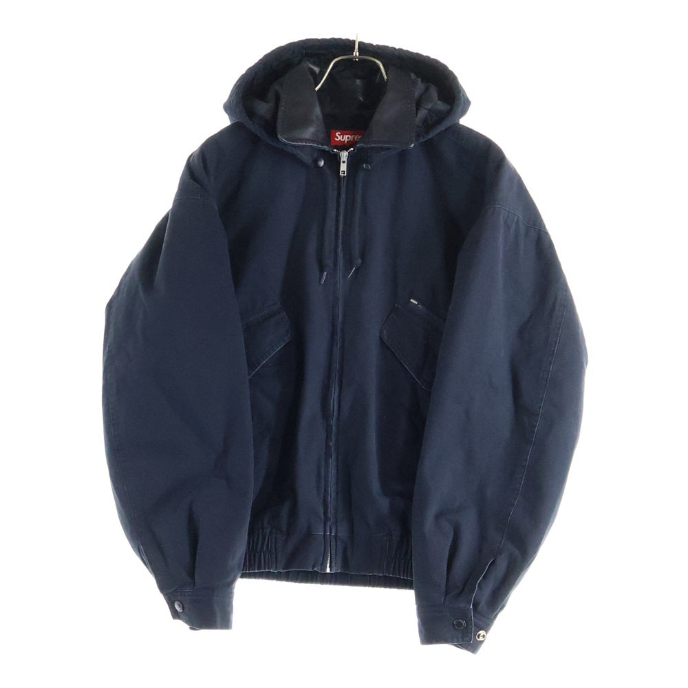 SUPREME(シュプリーム) 24AW Leather Collar Utility Jacket レザーカラー ユーティリティ ジップアップ ジャケット ブルゾン ブラック