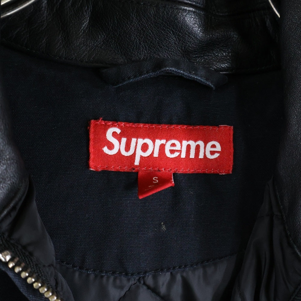SUPREME(シュプリーム) 24AW Leather Collar Utility Jacket レザーカラー ユーティリティ ジップアップ ジャケット ブルゾン ブラック