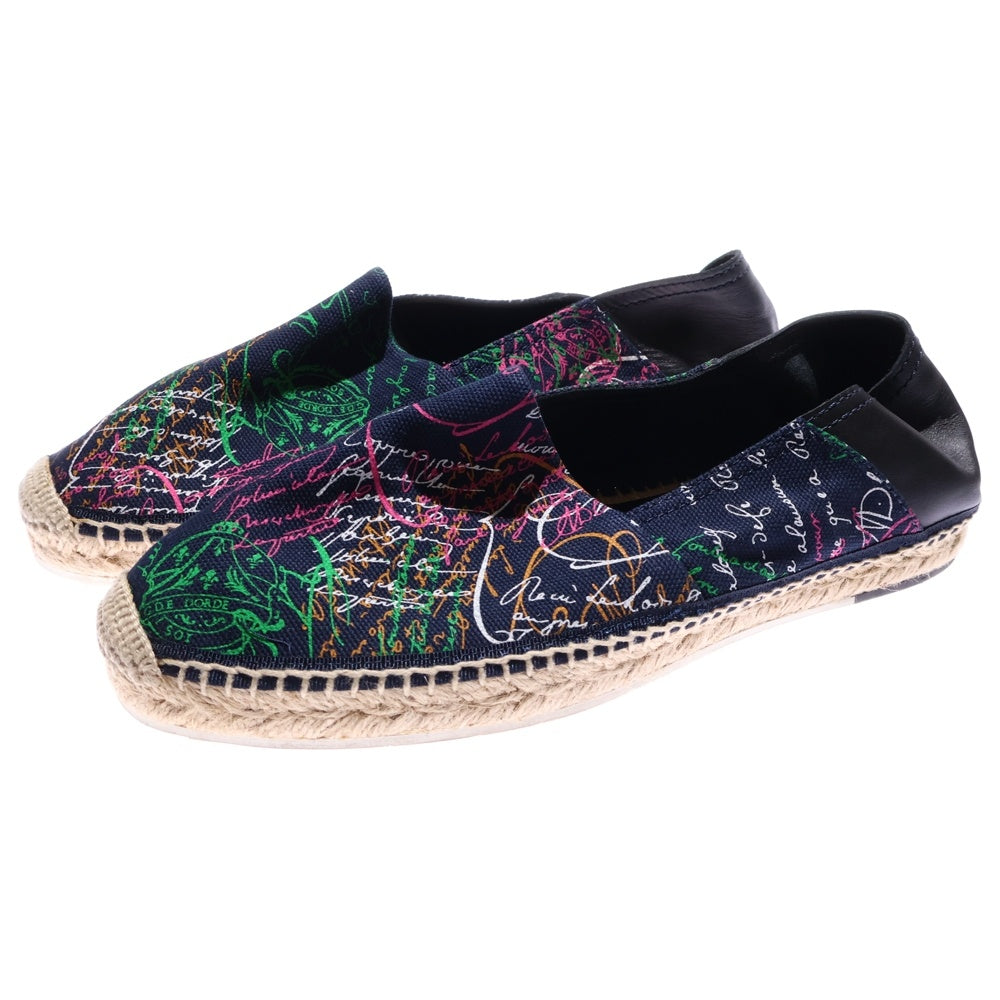 Berluti(ベルルッティ) カリグラフィ エスパドリーユ キャンバス スリッポン フラットシューズ ネイビー