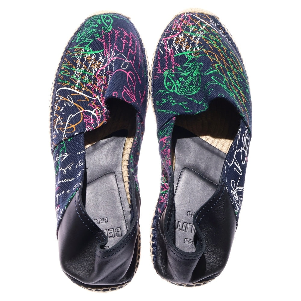 Berluti(ベルルッティ) カリグラフィ エスパドリーユ キャンバス スリッポン フラットシューズ ネイビー