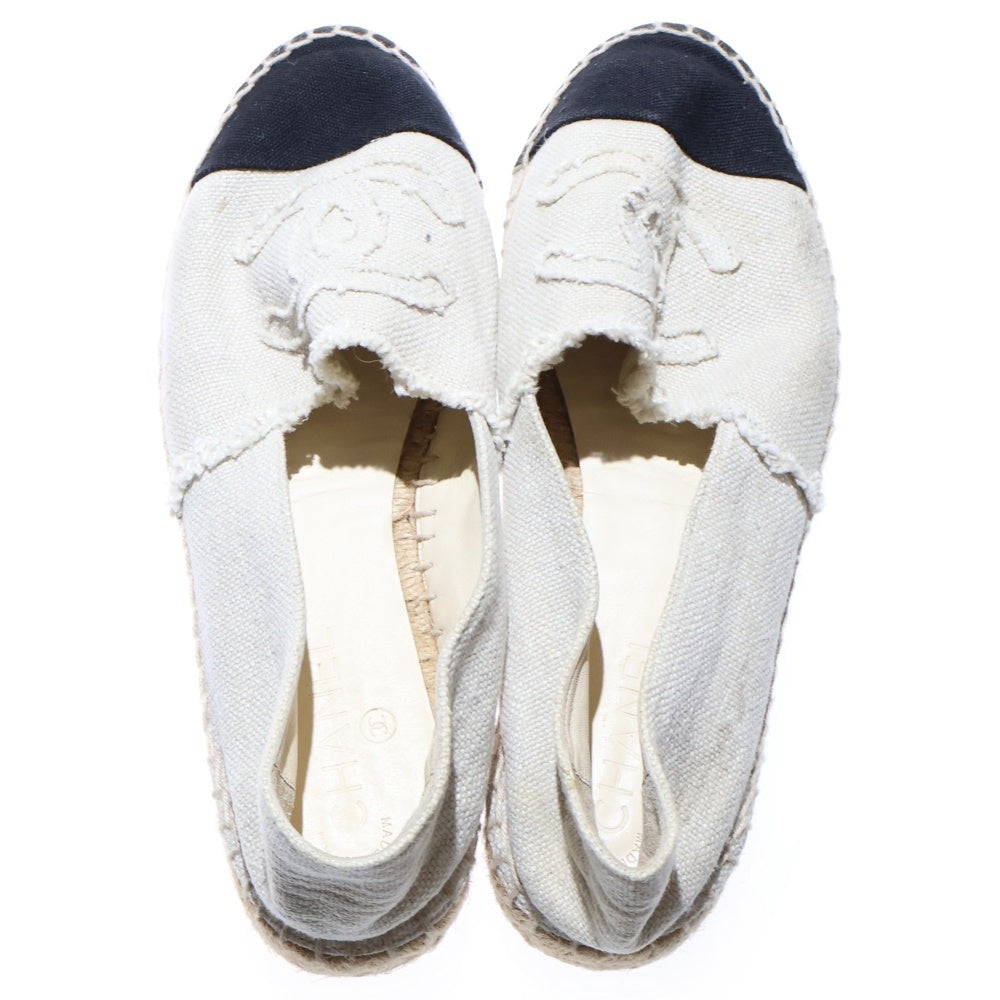 CHANEL(シャネル) エスパドリーユ キャンバス ロゴ ローカット スニーカー シューズ ホワイト/ブラック MG29762