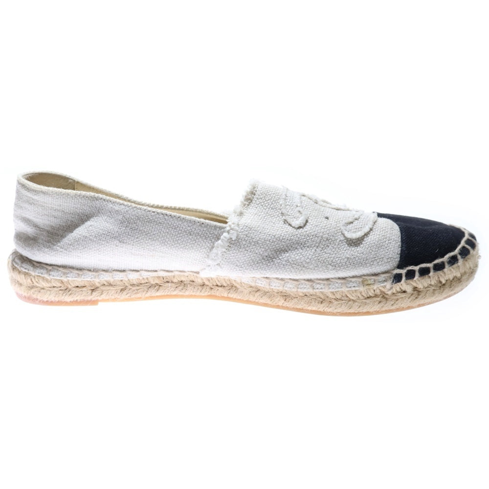 CHANEL(シャネル) エスパドリーユ キャンバス ロゴ ローカット スニーカー シューズ ホワイト/ブラック MG29762