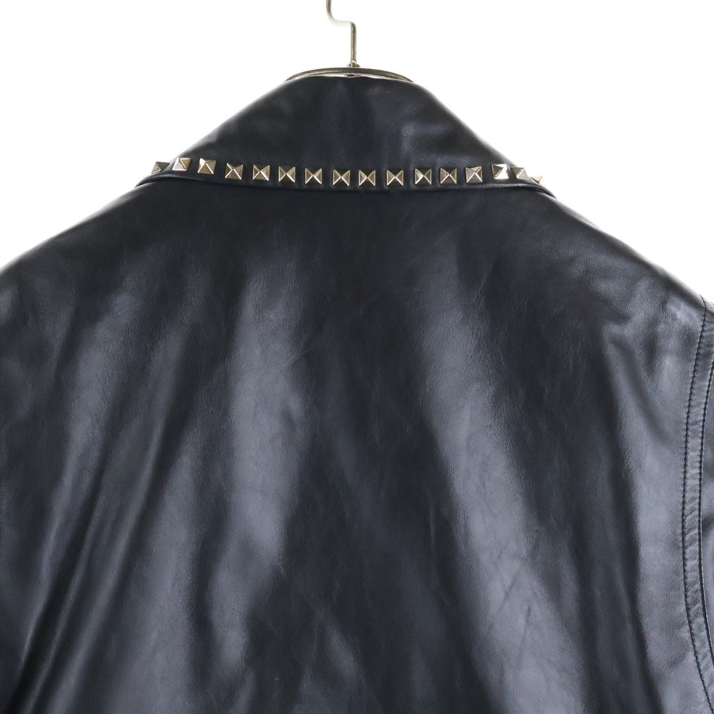 VALENTINO(ヴァレンティノ) ロックスタッズ 中綿 WZIP レザー ダブルライダースジャケット ブラック NV3NA05P4D3