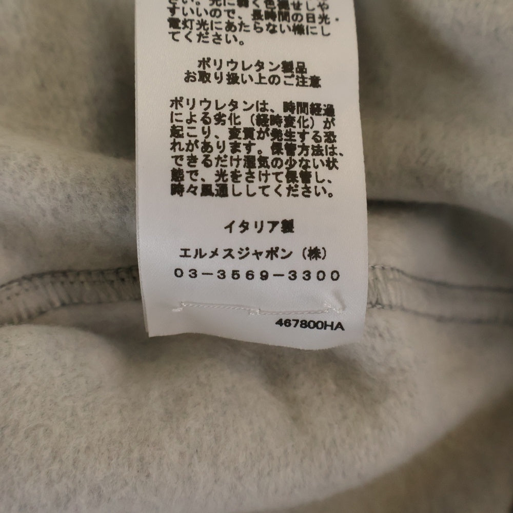 HERMES(エルメス) Metallerie au Carre レザー フロントロゴ 半袖 スウェットシャツ グレー