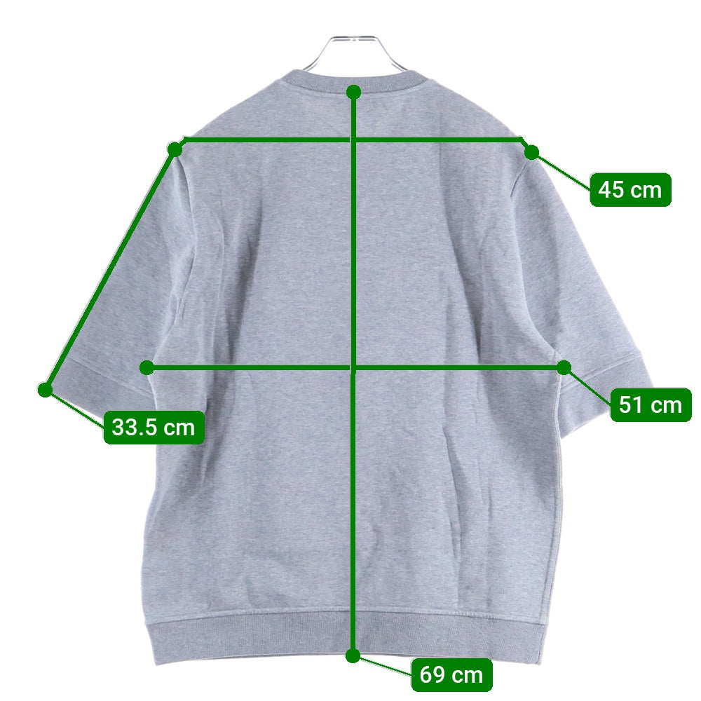 HERMES(エルメス) Metallerie au Carre レザー フロントロゴ 半袖 スウェットシャツ グレー