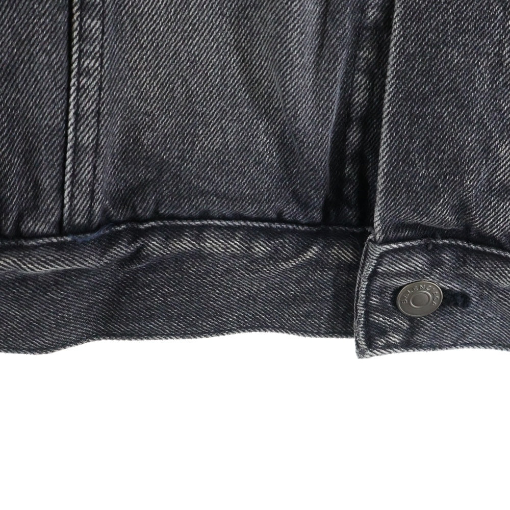 BALENCIAGA(バレンシアガ) 17AW ダメージ加工 バックロゴ クラッシュデニム ジャケット ブラック/グレー 493609 TXE11