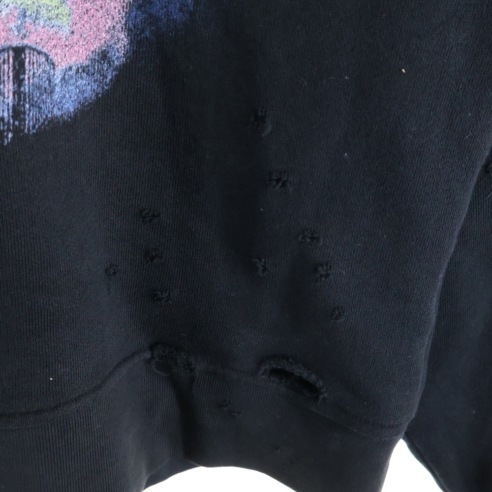 AMIRI(アミリ) CHAOS グランジ ダメージ加工 クルーネックスウェットトレーナー ブラック