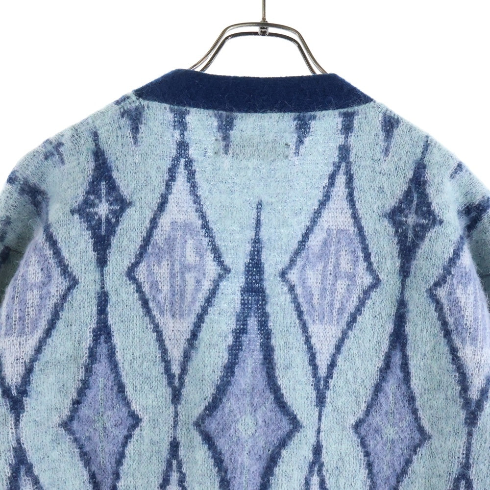 AMIRI(アミリ) ARGYLE MOHAIR CARDIGAN アーガイルチェック総柄 モヘヤ混 ニット カーディガン ブルー
