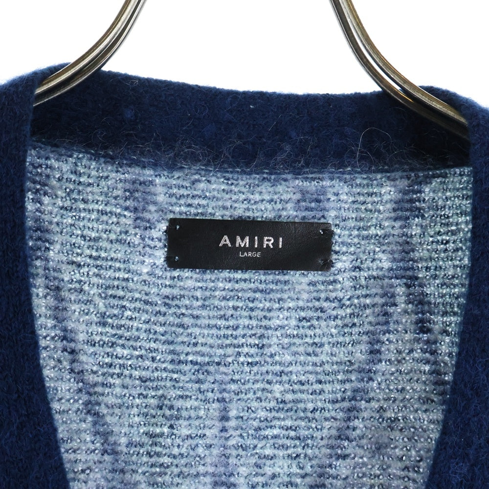 AMIRI(アミリ) ARGYLE MOHAIR CARDIGAN アーガイルチェック総柄 モヘヤ混 ニット カーディガン ブルー