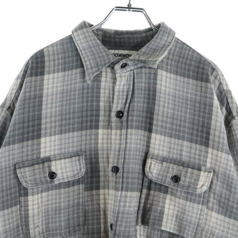 BOWWOW(バウワウ) REPAIR AGEING FLANNEL SHIRTS ダメージ加工 フランネルシャツ 長袖シャツ グレー