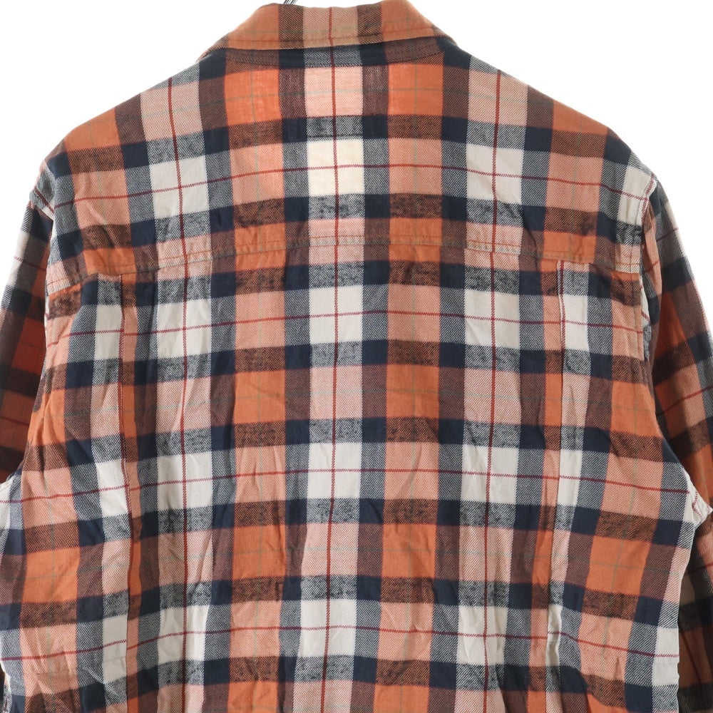 UNDERCOVER(アンダーカバー) 襟デザイン チェック柄 コットン長袖シャツ オレンジ調 6A222-SH1