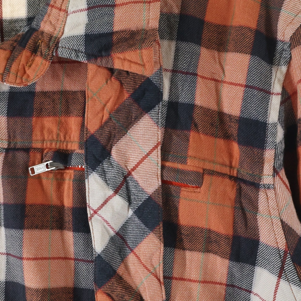 UNDERCOVER(アンダーカバー) 襟デザイン チェック柄 コットン長袖シャツ オレンジ調 6A222-SH1
