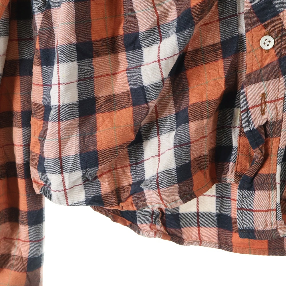 UNDERCOVER(アンダーカバー) 襟デザイン チェック柄 コットン長袖シャツ オレンジ調 6A222-SH1